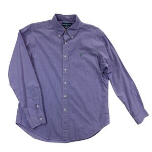 Ralph Lauren Shirt Mens L Purple White Gingham Button Down Long Sleeve Cotton